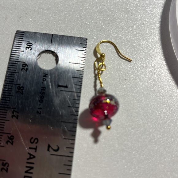 Red Glass Earrings - Picture 3 of 4
